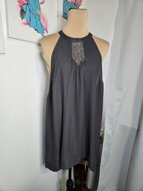 torrid Grey Halter Lace-Trim Camisole